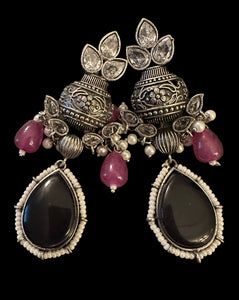 Purple oxidized earrings