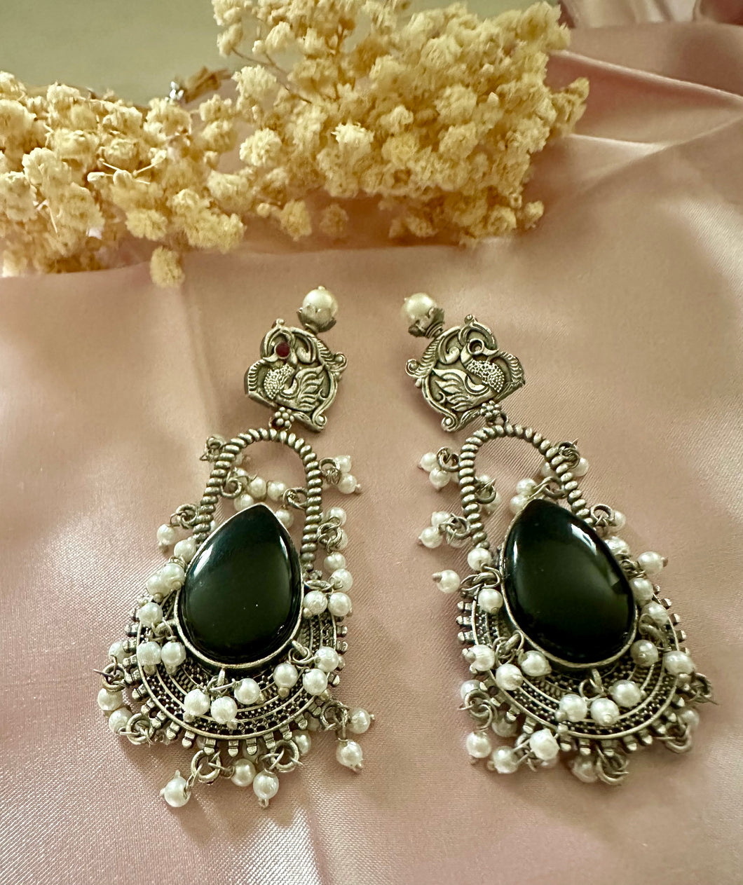 Black oxidized earrings