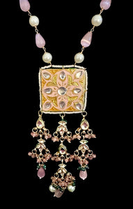 Pink kundan long necklace set