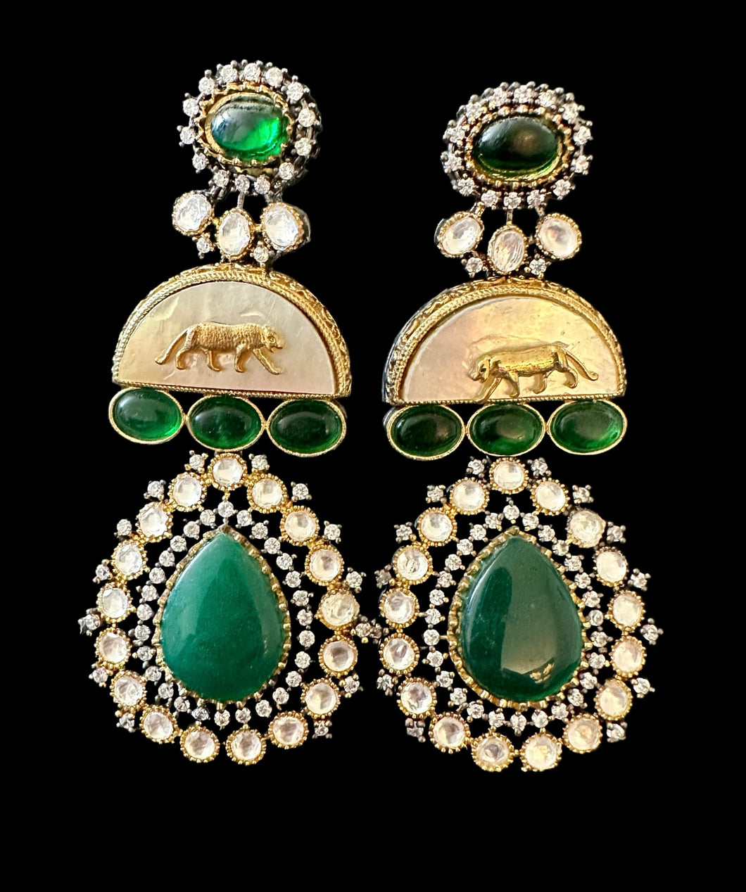 Sabyasachi inspired emerald earrings