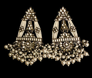 White pearl kundan earrings
