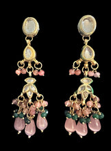 Load image into Gallery viewer, Pink kundan long necklace set
