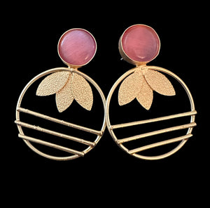Pink lotus earrings