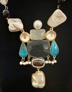 Blue agate necklace set