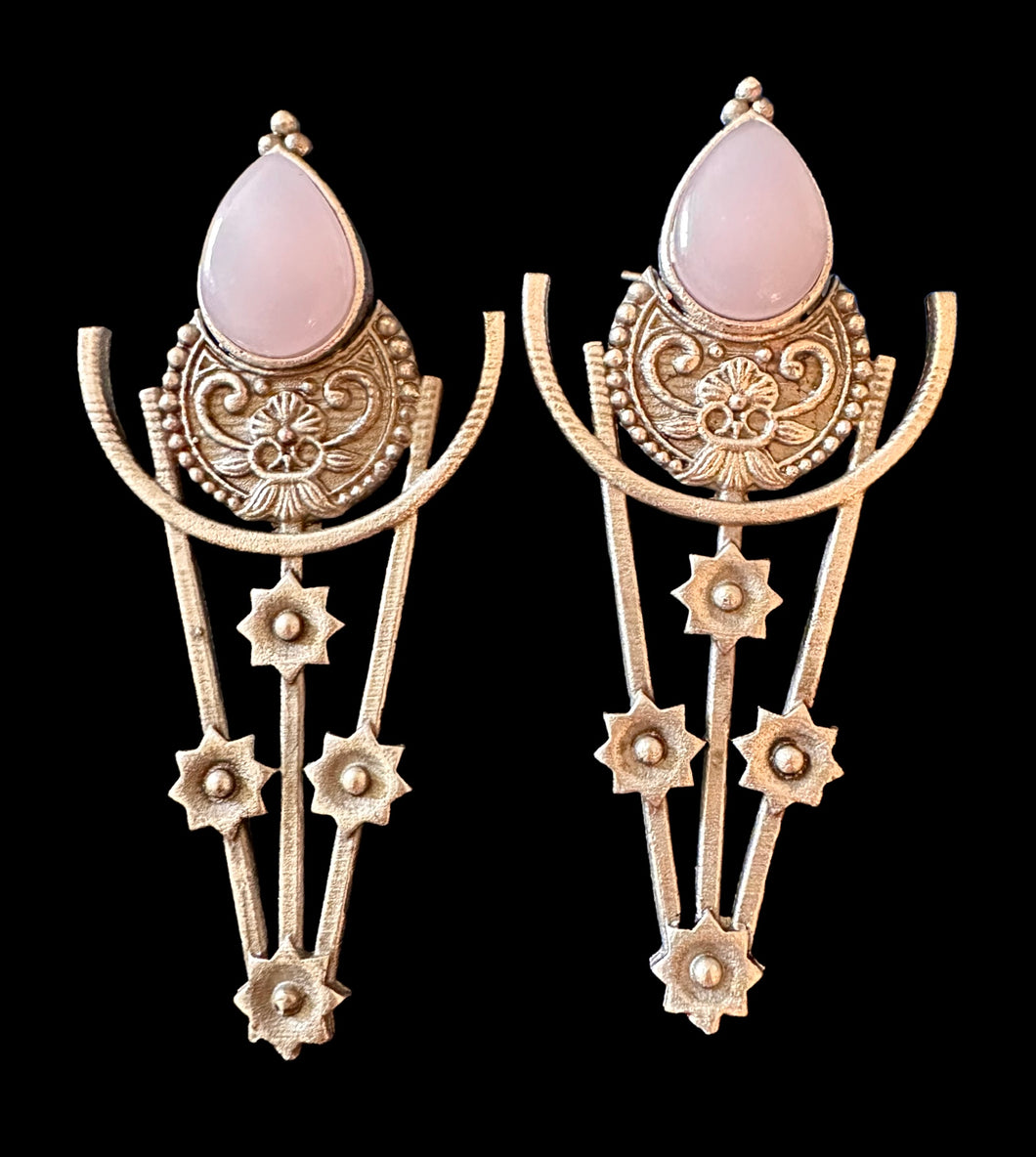 Pink German silver earrings