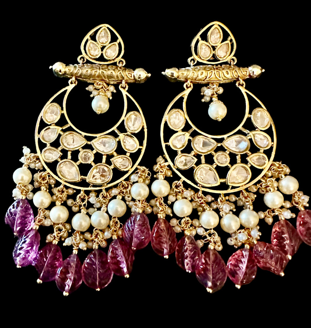 Purple  kundan earrings