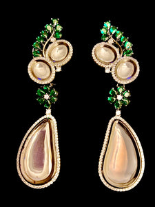 Emerald green Polki earrings