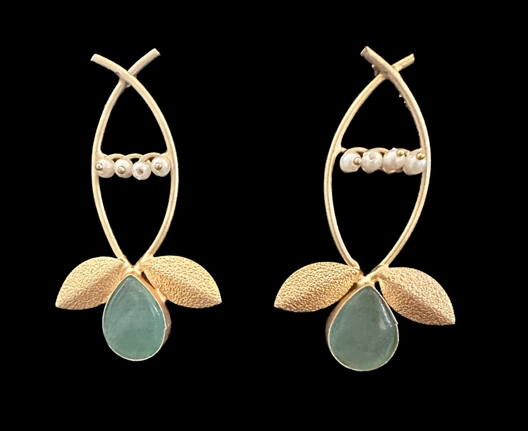 Sea -green stone earrings