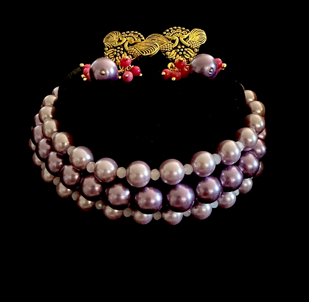 Purple choker pearls