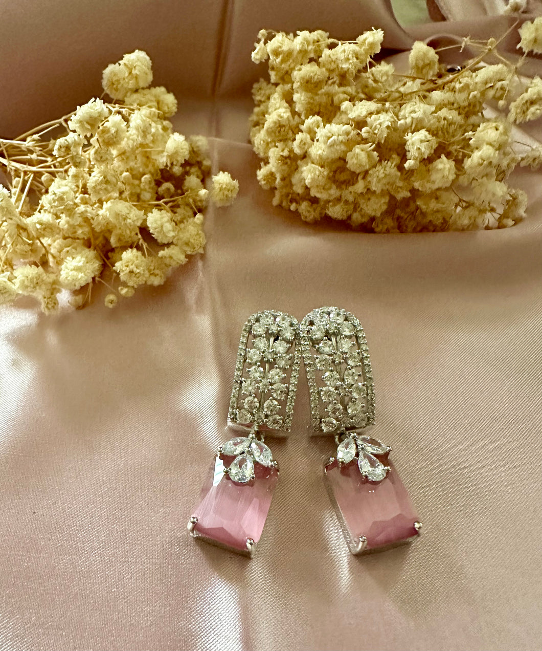Pink ad earrings