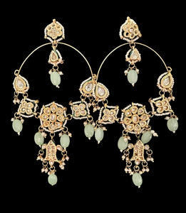 Sea-green kundan earrings