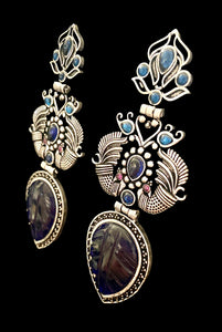 Navy blue oxidized earrings