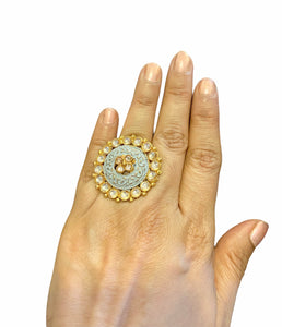 Light blue kundan ring