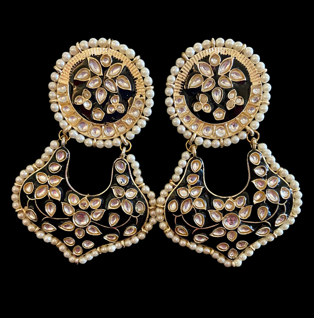 Black kundan earrings
