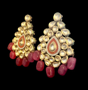 Fuchsia kundan earrings