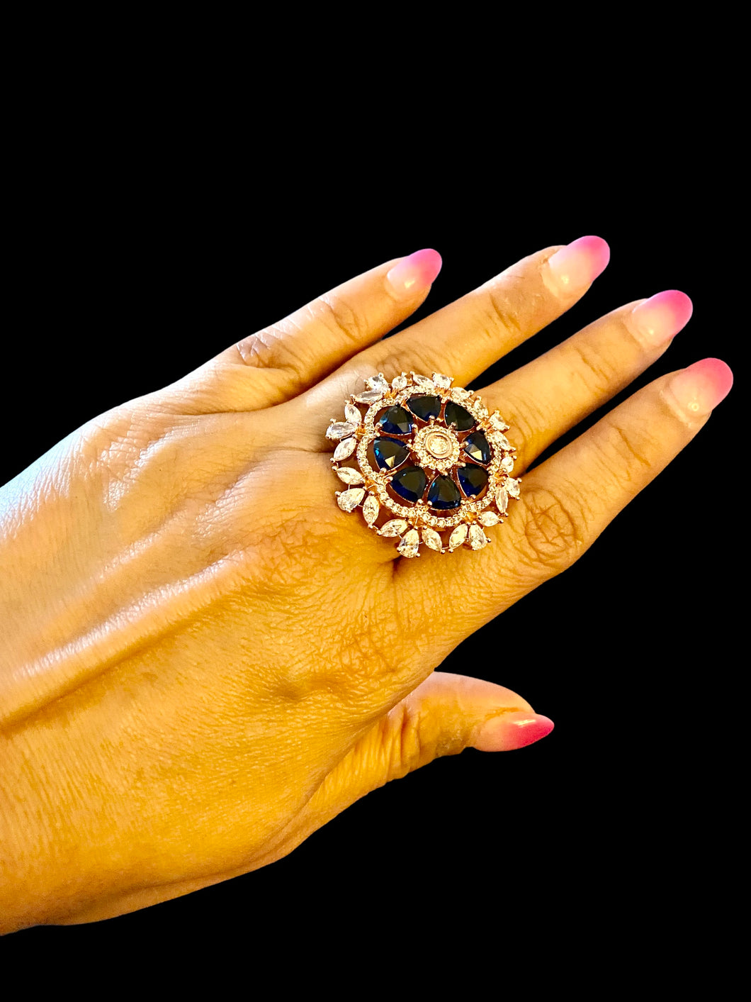 Sapphire diamanté ring