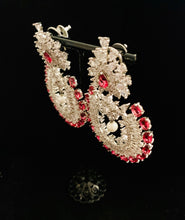 Load image into Gallery viewer, Ruby &amp; crystal earrings
