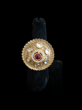 Load image into Gallery viewer, Round shaped ruby kundan ring
