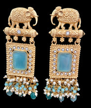 Load image into Gallery viewer, Turquoise elephant motif earrings
