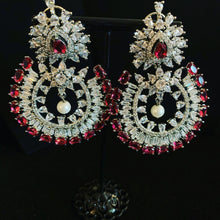 Load image into Gallery viewer, Ruby &amp; crystal earrings
