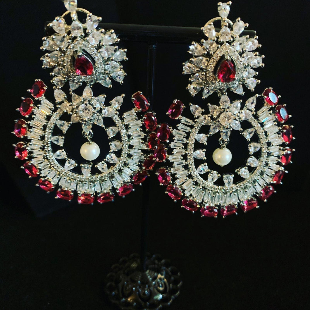 Ruby & crystal earrings