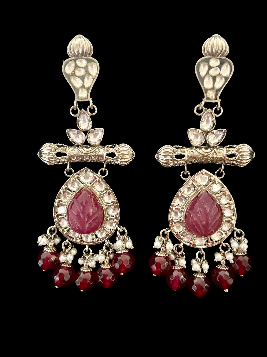 Ruby oxidized earrings