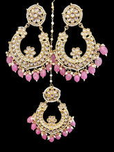 Load image into Gallery viewer, Pink kundan earrings &amp; tikka
