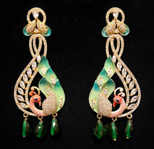 Load image into Gallery viewer, Peacock diamente earrings
