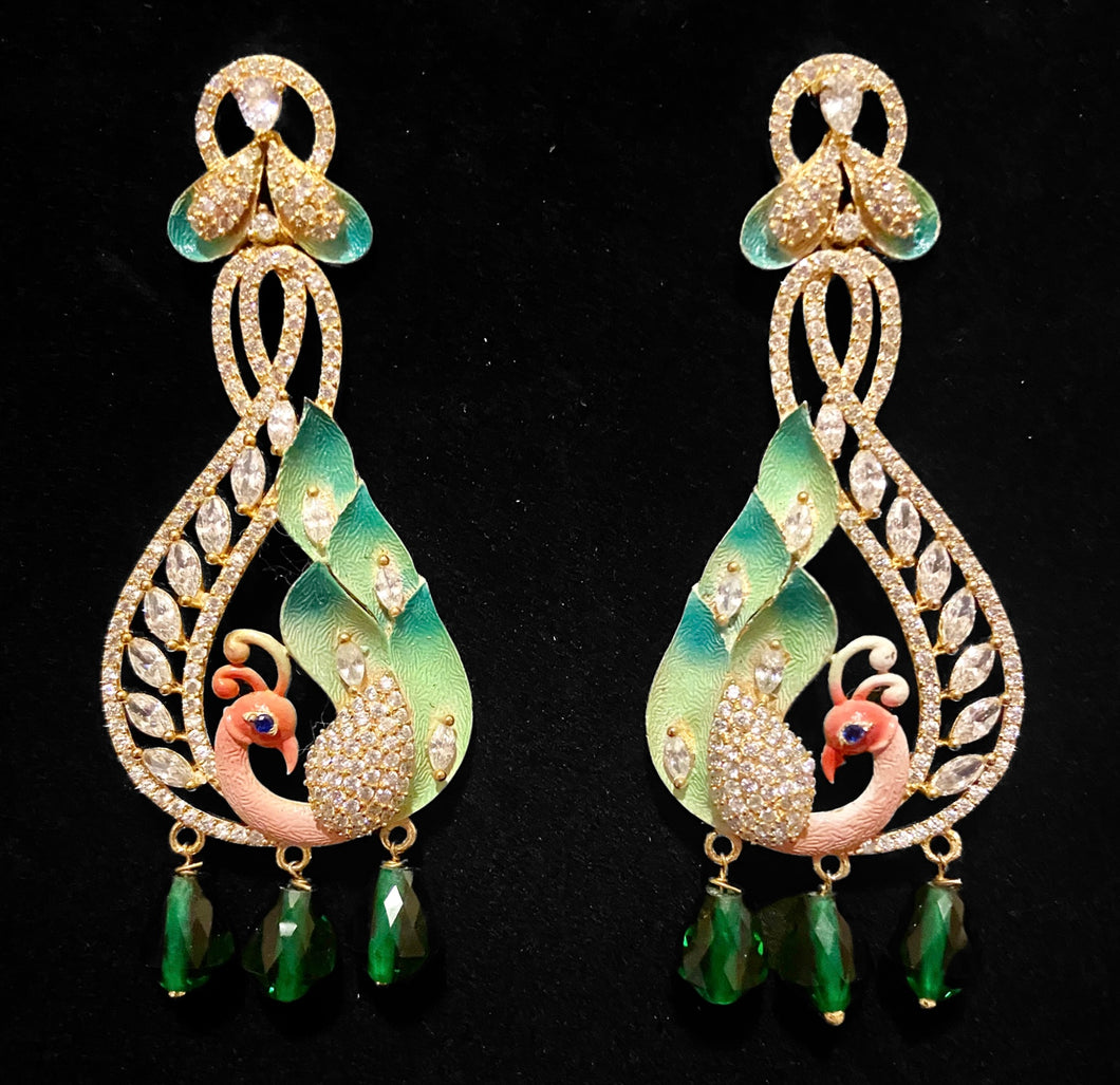 Peacock diamente earrings