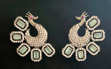 Load image into Gallery viewer, Mint green peacock earrings
