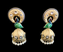 Load image into Gallery viewer, Peacock matte finish jhumkaas
