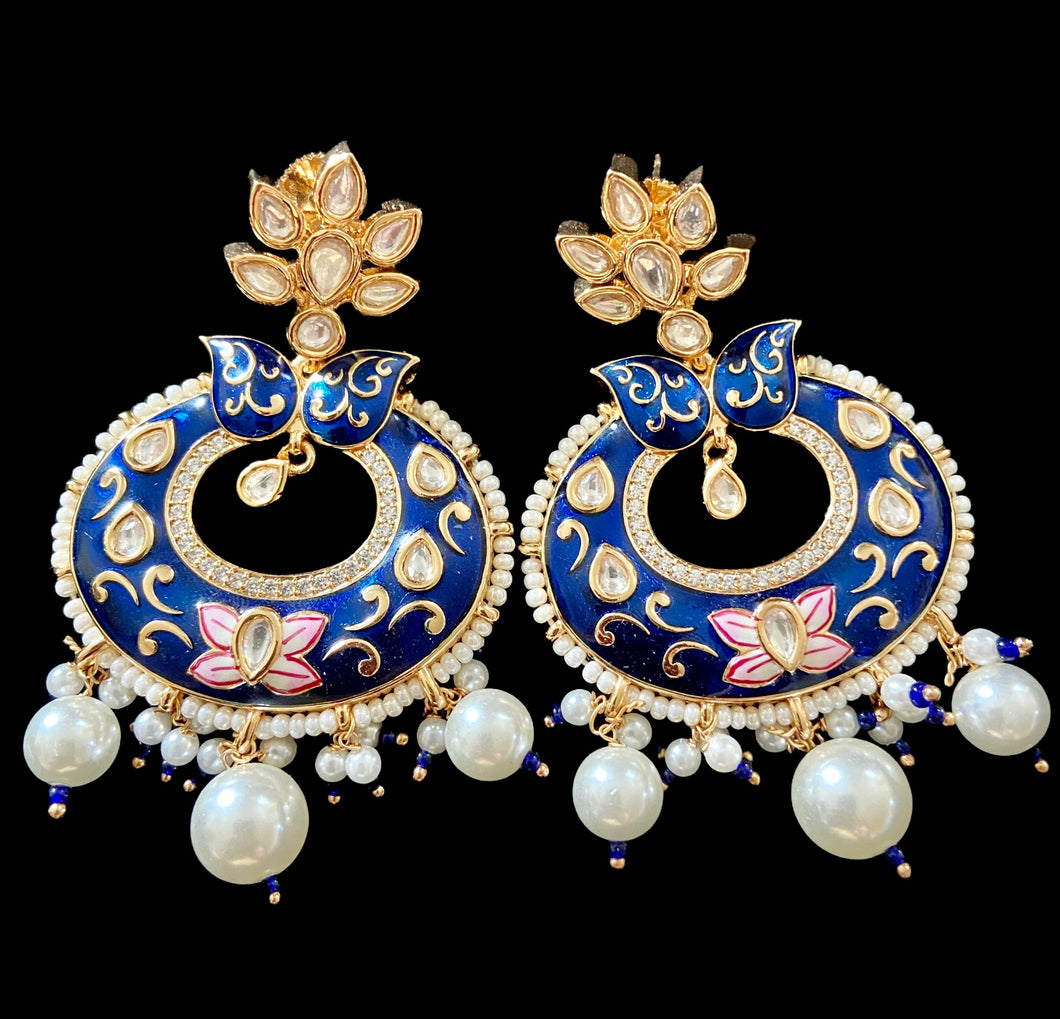 Navy blue meenakari earrings