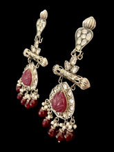 Load image into Gallery viewer, Ruby oxidized earrings
