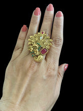 Load image into Gallery viewer, Gold finish ruby ring
