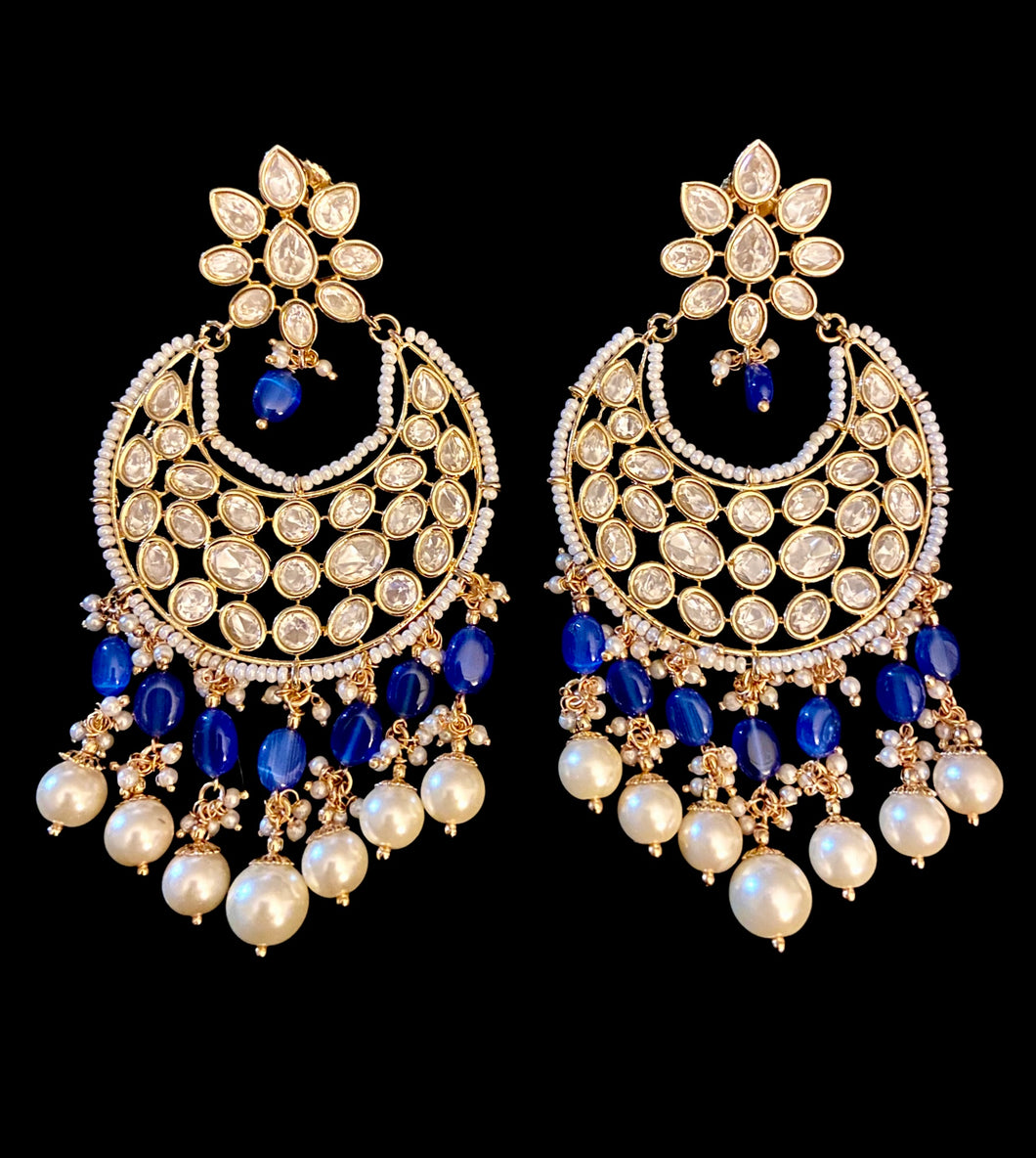 Sapphire kundan earrings