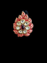 Load image into Gallery viewer, Red meenakari kundan ring
