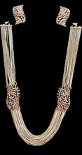 Load image into Gallery viewer, Silver grey diamente long necklace set
