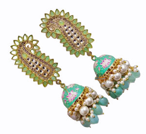 Mint green jhumka earrings