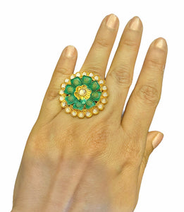 Green kundan ring