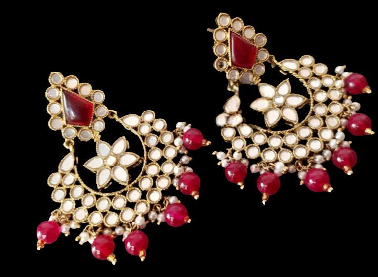 Ruby mirror earrings